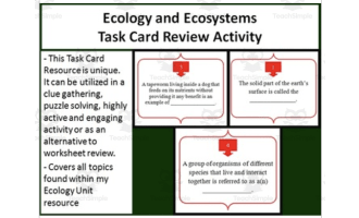 Ecology and Ecosystems Task Card REVIEW GAME - Unique and Engaging