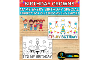 Editable Birthday Crowns for Kids: Color & BW Options | Printable Hats