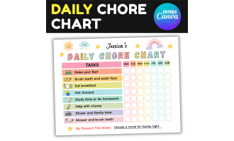 Editable Daily Chore Chart | kids Responsibility Chart | Routine