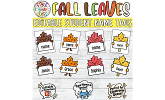 Editable Fall Leaves Name Tags | Cute Autumn Student Name Tags