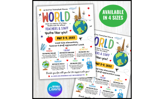Editable International Teacher Appreciation Week Itinerary Flyer Event