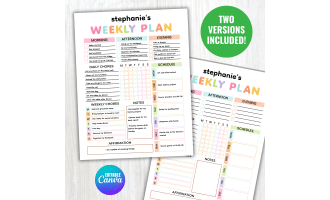 Editable Kids Weekly Chore, Responsibility Chart, School Routine