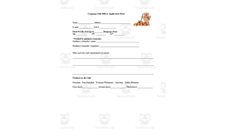 Editable Language Club Officer Application Form
