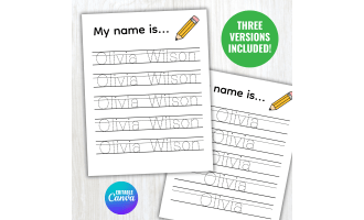 Editable Name Practice Tracing Writing Worksheets for Preschool