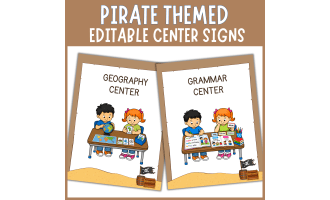FREE Editable Pirate Theme center sign classroom station label decor
