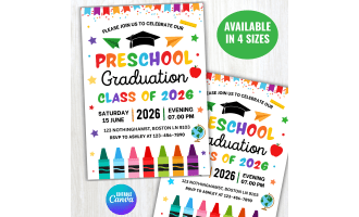 Editable Preschool Graduation Invitation - PreK Announcement Invite