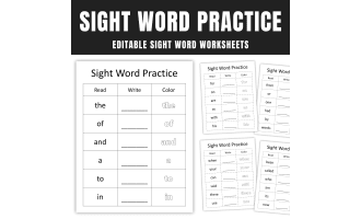 Editable Sight Word Worksheets, Read Write Color Sight Word Practice