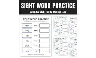 Editable Sight Word Worksheets, Unscramble Sight Words Game Activity