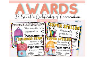 Editable Student Awards Certificates for End-of-Year, Back to School