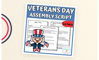 Editable Veterans Day Program Script, Assembly, Veterans Day Activity