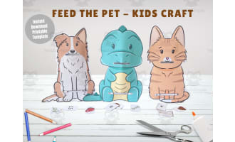 Education paper craft, Feed my pet activity for kids, Fun interactive
