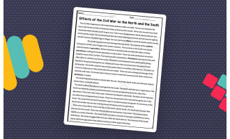 Effects of the Civil War on the North and the South Reading Packet