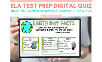 ELA Test Prep Earth Day Activities Reading Comprehension & Grammar