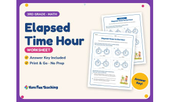 Elapsed Time Hour Worksheet – 3rd Grade Telling Time Practice