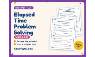 Elapsed Time Problem Solving Worksheet – 3rd Grade Clocks Practice