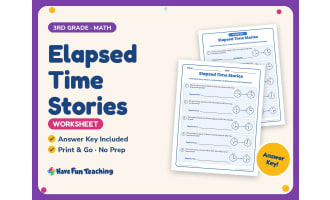Elapsed Time Stories Worksheet – 3rd Grade Subtraction & Telling Time