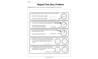 Elapsed Time Story Problems Worksheet