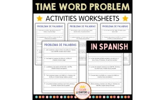 Elapsed Time Word Problem Worksheets in Spanish