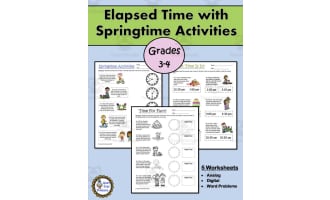 Elapsed Time Worksheets - Springtime