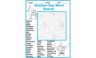Election Day Word Search 2nd 3rd 4th 5th Grade worksheet activity