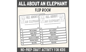 Elephant Flipbook craft African Animal Science Study writing prompt