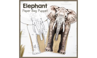 Elephant | Paper Bag Puppet | Printable Craft