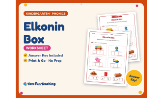 Elkonin Box Worksheet – Kindergarten Beginning Sounds & CVC Practice