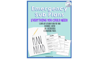 Emergency Substitute Plans | Literacy & Math Editable Sub Tub
