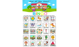 End of The Year Bingo Game Fun Engaging Activitiy for Kindergarten