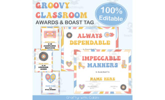 End Of Year Classroom Awards in Pastel Groovy Theme - 100% Editable