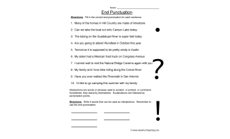 End Punctuation Worksheet