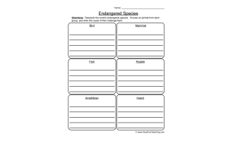 Endangered Species Worksheet - Research