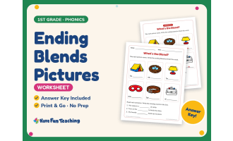 Ending Blends Pictures Worksheet – 1st Grade Consonants Practice