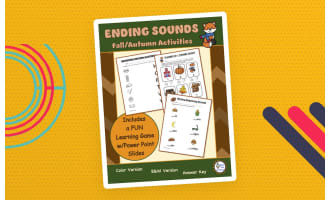 ENDING SOUNDS Fall/Autumn Worksheets and Learning Activities