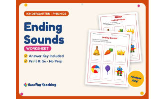 Ending Sounds Worksheet – Kindergarten Consonants Practice