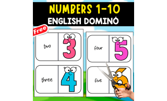 ENGLISH DOMINÓ OF NUMBERS | 1 TO 10