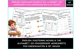 English Nouns & Alphabet: 20 Progressive Worksheets for Grade 1