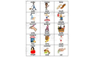 English-Portuguese Action Verbs ESL Vocabulary Flashcards for Beginner