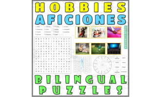 English Spanish Vocabulary Flash Cards Worksheets Puzzles HOBBIES