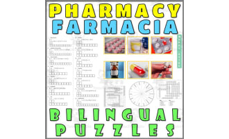 English Spanish Vocabulary Flash Cards Worksheets Puzzles PHARMACY