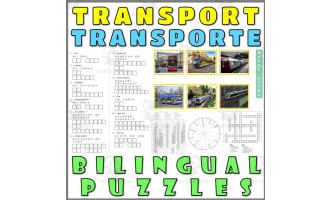 English Spanish Vocabulary Flash Cards Worksheets Puzzles TRANSPORT