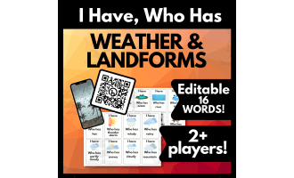 English Weather & Landform Vocabulary Game 2+ Players
