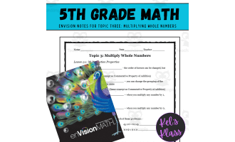 Envision Math Grade 5 Topic 3: Multiplying (Notes, Quiz, Keys)