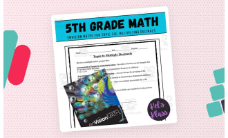 Envision Math Grade 5 Topic 6: Multiply Decimals  (Notes, Quiz, Keys)