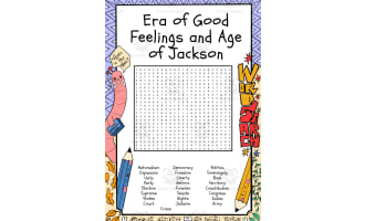 Era of Good Feelings and Age of Jackson word search puzzle worksheet