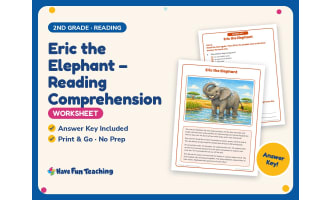 Eric the Elephant – Reading Comprehension Worksheet – 2nd Grade