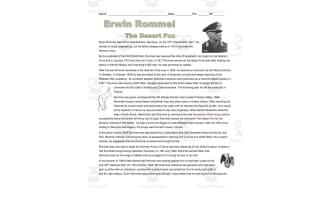 Erwin Rommel: The Desert Fox | Comprehension Questions