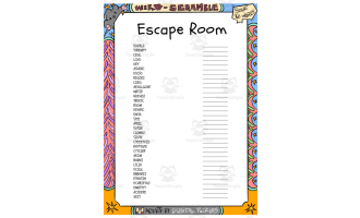 Escape Room word Scramble puzzle worksheet