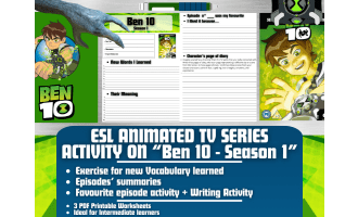 ESL Animated TV Series Activity Worksheets on "Ben 10" - Season 1