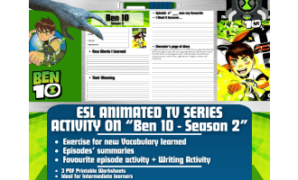 ESL Animated TV Series Activity Worksheets on "Ben 10" - Season 2